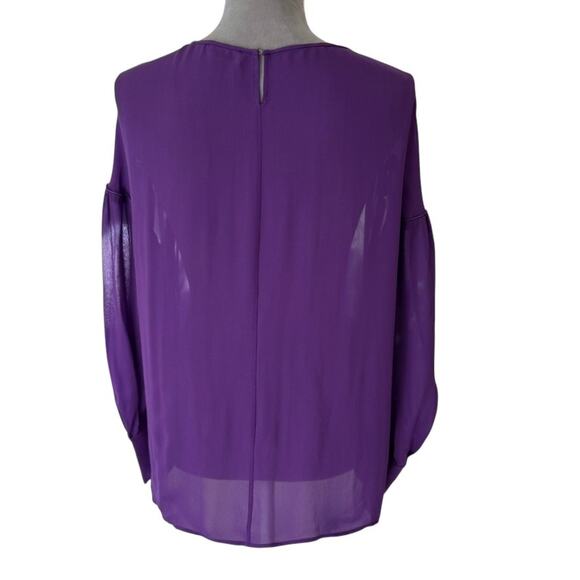 VERONIQUE LEROY Paris Purple Silk Blend Sheer Long Sleeve Blouse 36 (Small) - Picture 4 of 10